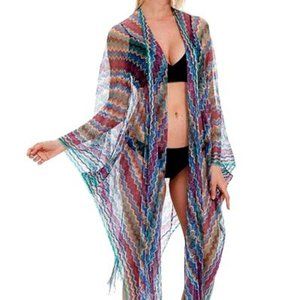 NWT Rainbow Pride Kimono Sheer Open Weave Coverup